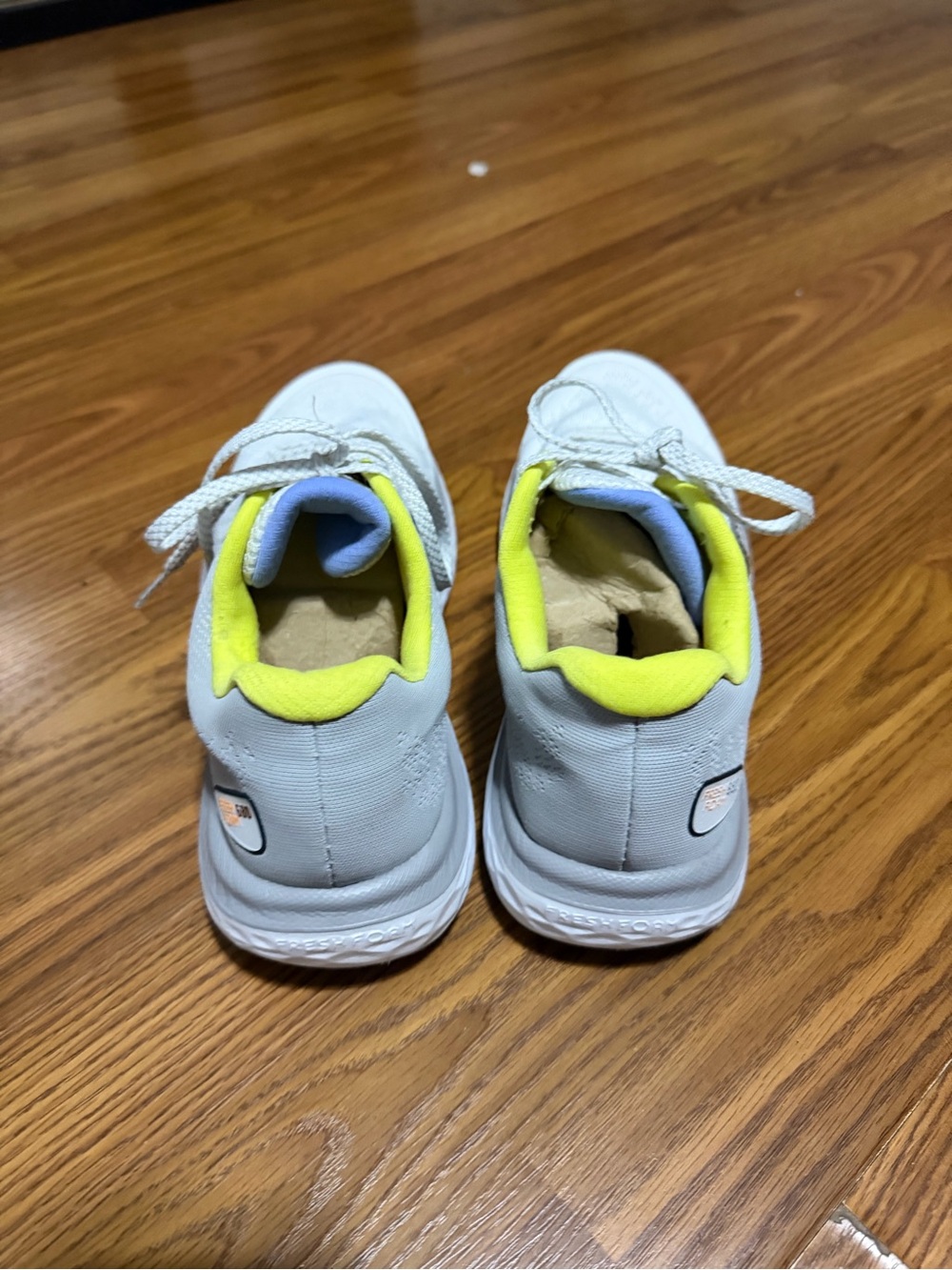 New Balance White Shoes with Neon Yellow & Blue Accents - Picture 4 of 6